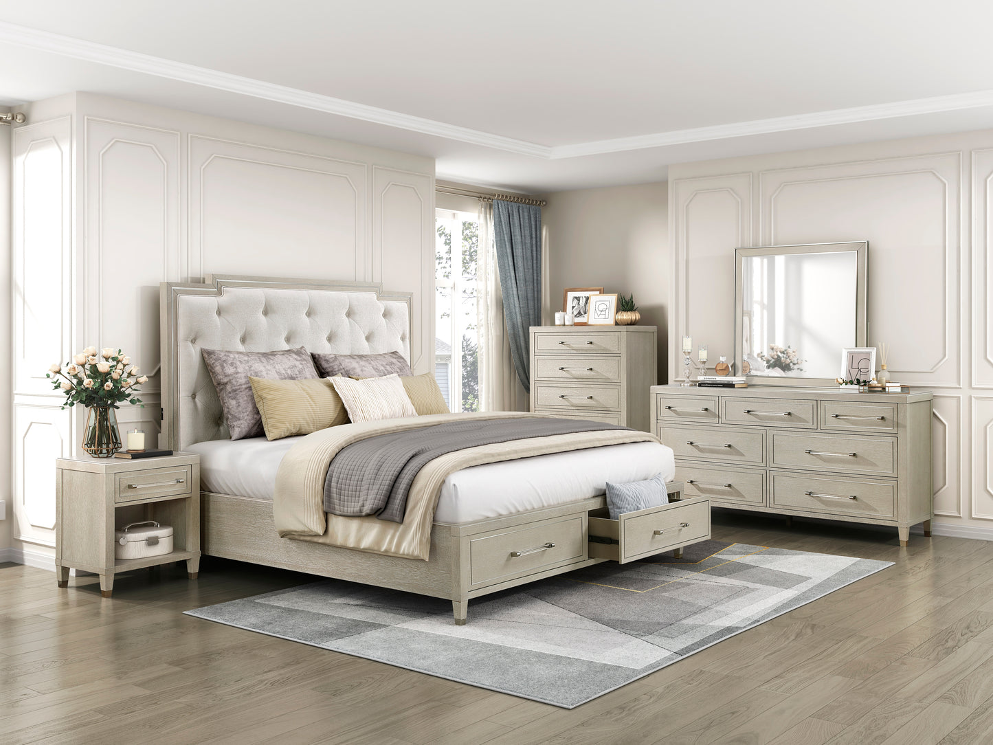 1312K-1EK* - (3) Eastern King Platform Bed with Footboard Storage