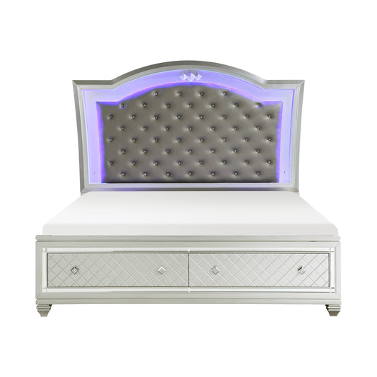 1430-1* - (3) Queen Platform Bed with Footboard Storage