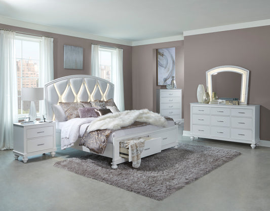 1436WK-1EK* - (3) Eastern King Platform Bed with Footboard Storage