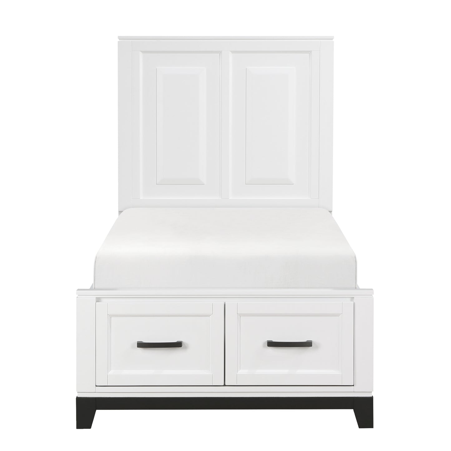 1450WHT-1* - (3) Twin Platform Bed with Footboard Storage