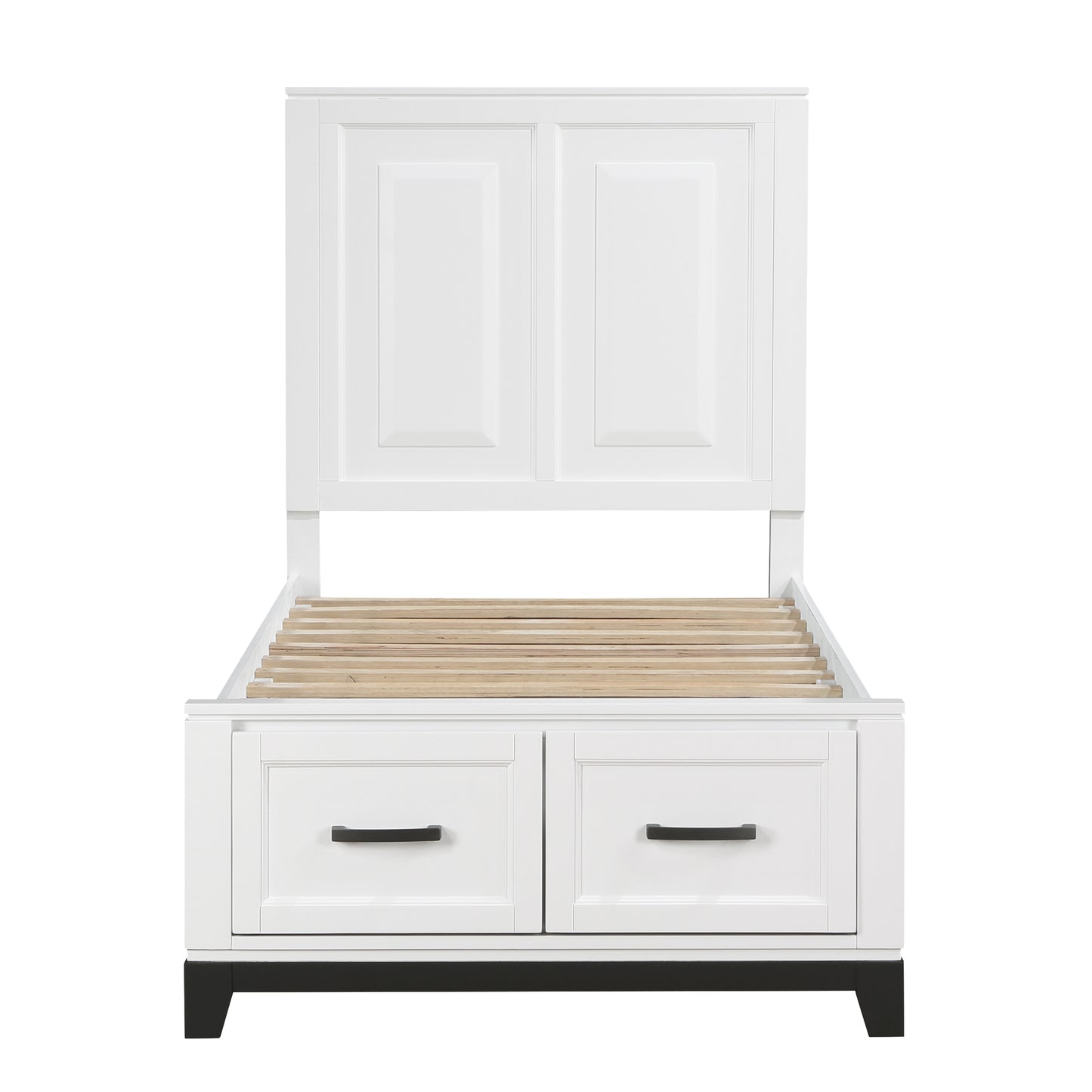 1450WHT-1* - (3) Twin Platform Bed with Footboard Storage