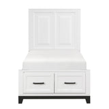 1450WHT-1* - (3) Twin Platform Bed with Footboard Storage