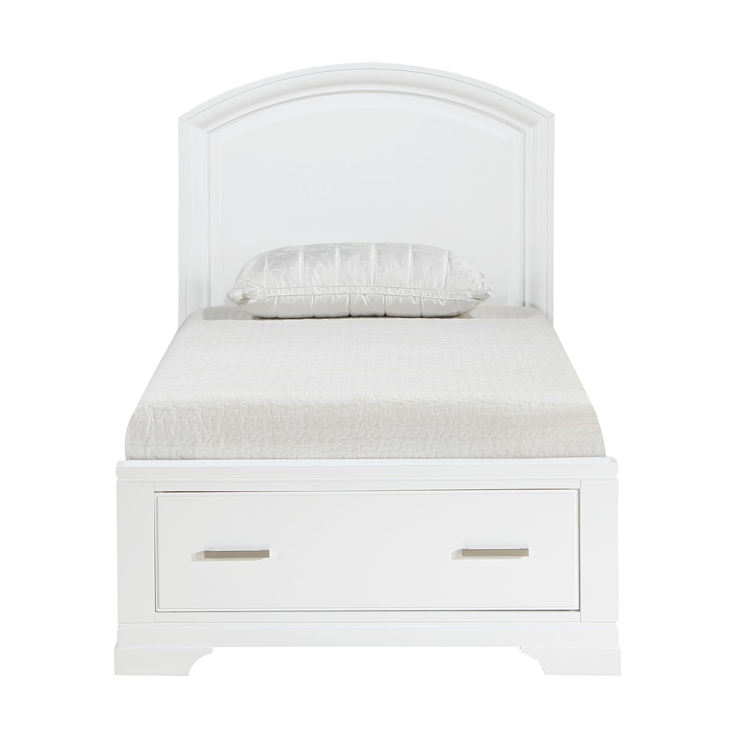 1520WHT-1* - (3) Twin Platform Bed with Footboard Storage