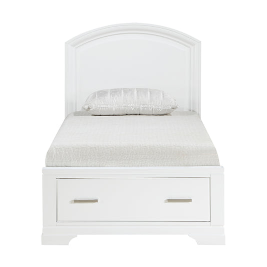 1520WHT-1* - (3) Twin Platform Bed with Footboard Storage