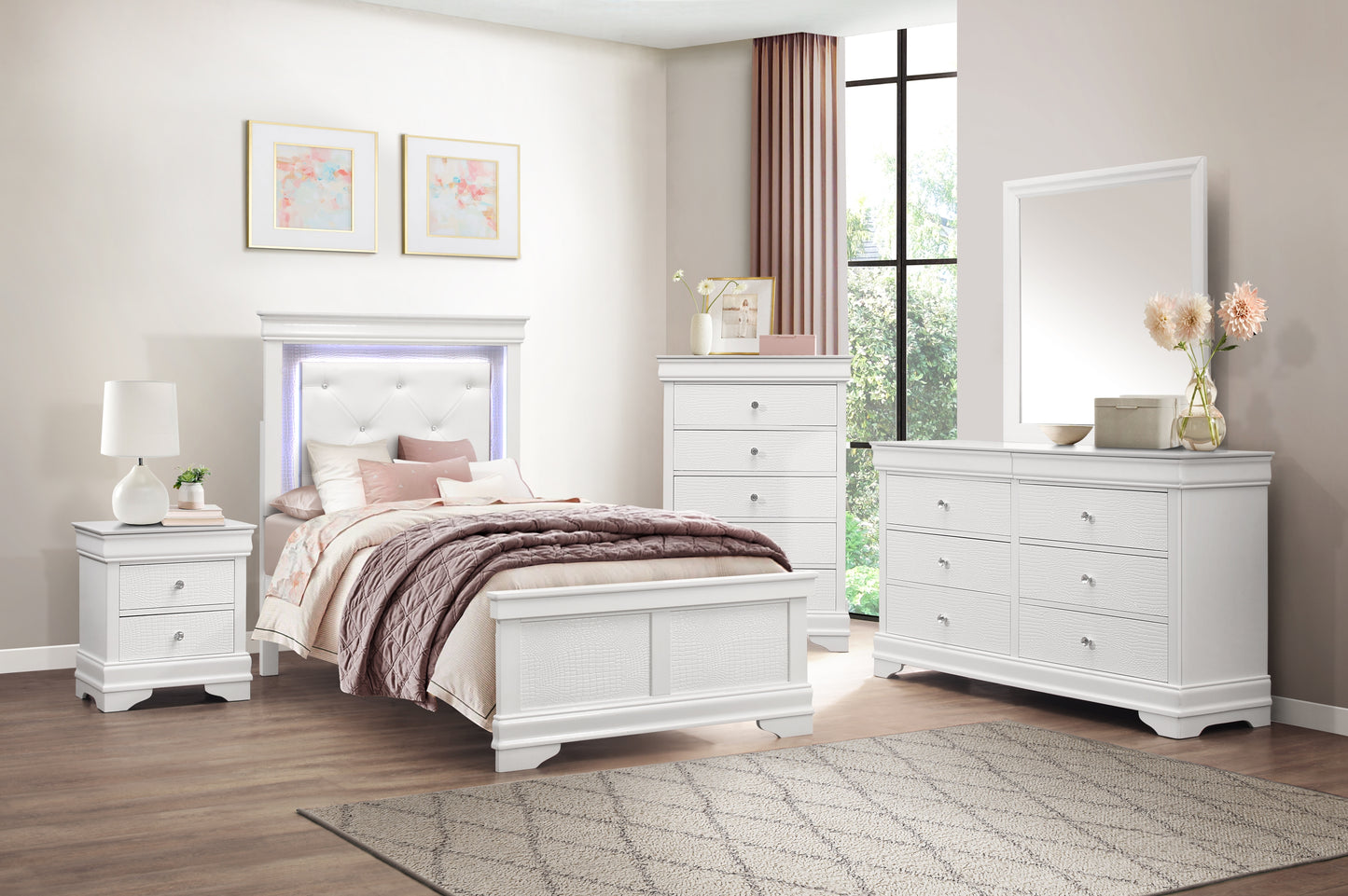 1556WT-1* - (2) Twin Bed with LED Lighting