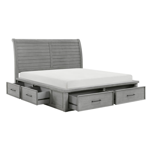 1559DG-1* - (4) Queen Platform Bed with Storage Footboard and Side Rails