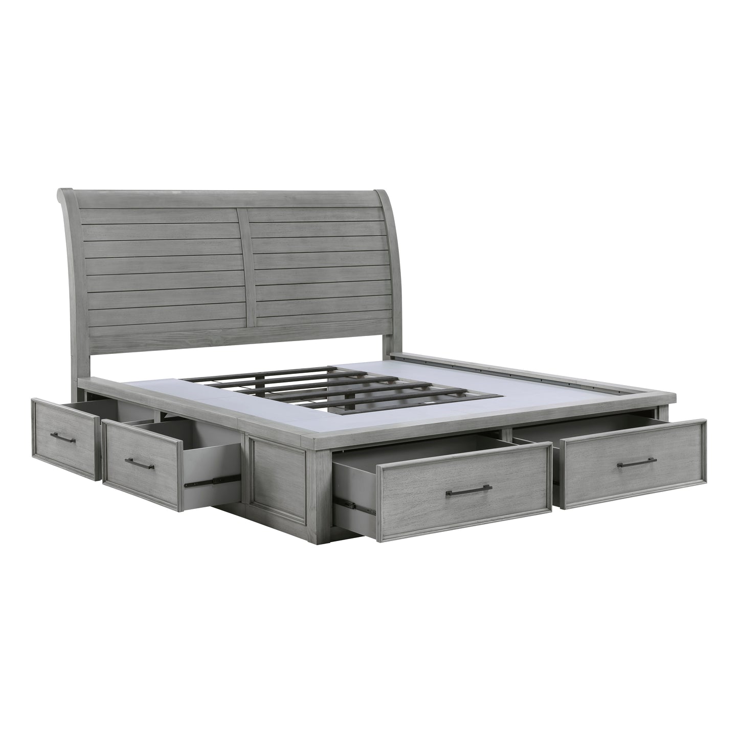 1559DGK-1EK* - (4) Eastern King Platform Bed with Storage Footboard and Side Rails