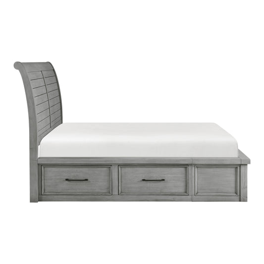 1559DG-1* - (4) Queen Platform Bed with Storage Footboard and Side Rails