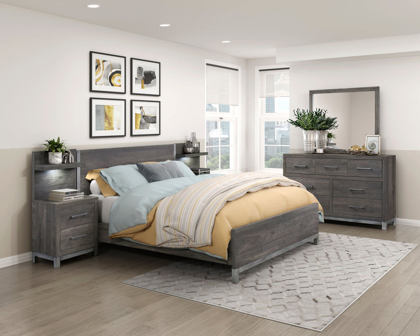 1577DG-1*WB - 5pc Set Queen Wall Bed (QB+2NS+2NS-P)