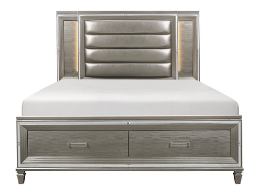 1616K-1EK* - (3)Eastern King Platform Bed with Footboard Storage, LED Lighting