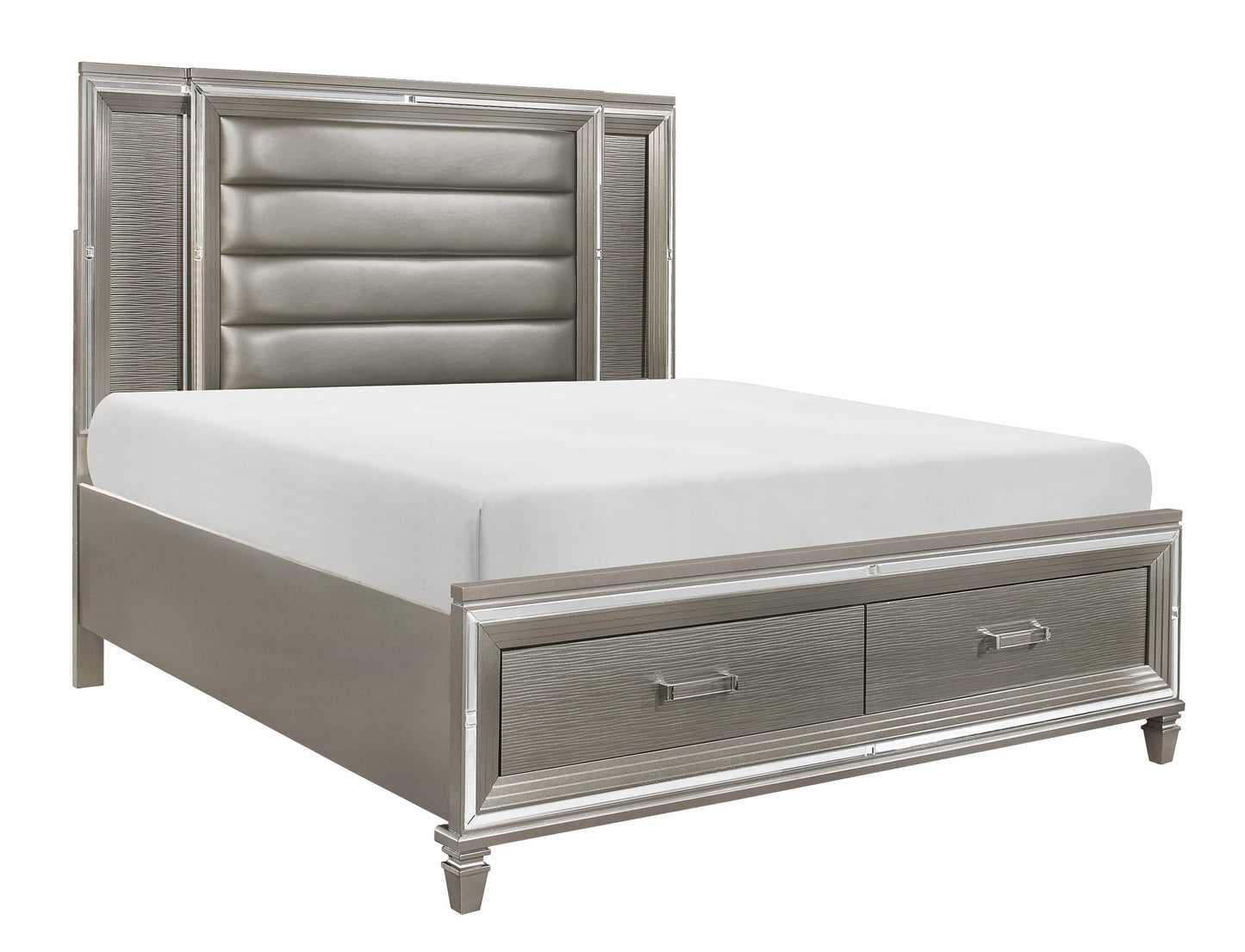 1616-1* - (3)Queen Platform Bed with Footboard Storage, LED Lighting