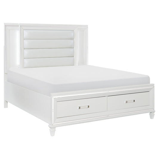 1616W-1* - (3) Queen Platform Bed with LED Lighting and Footboard Storage