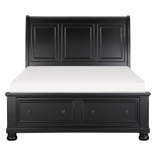 1714BK-1* - (3)Queen Sleigh Platform Bed with Footboard Storage
