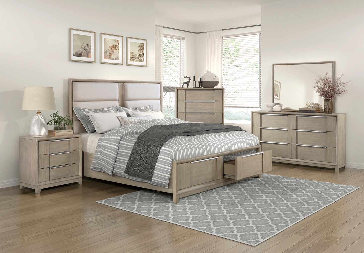 1820NK-1CK* - (3) California King Platform Bed with Footboard Storage