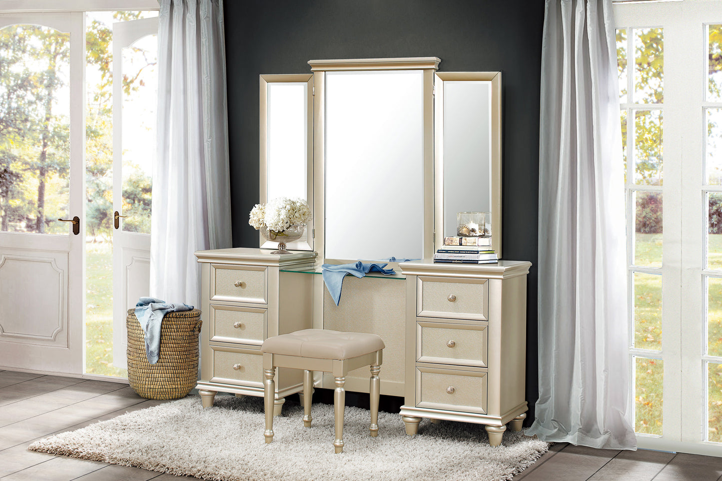 1928-15* - (3)Vanity Dresser with Mirror