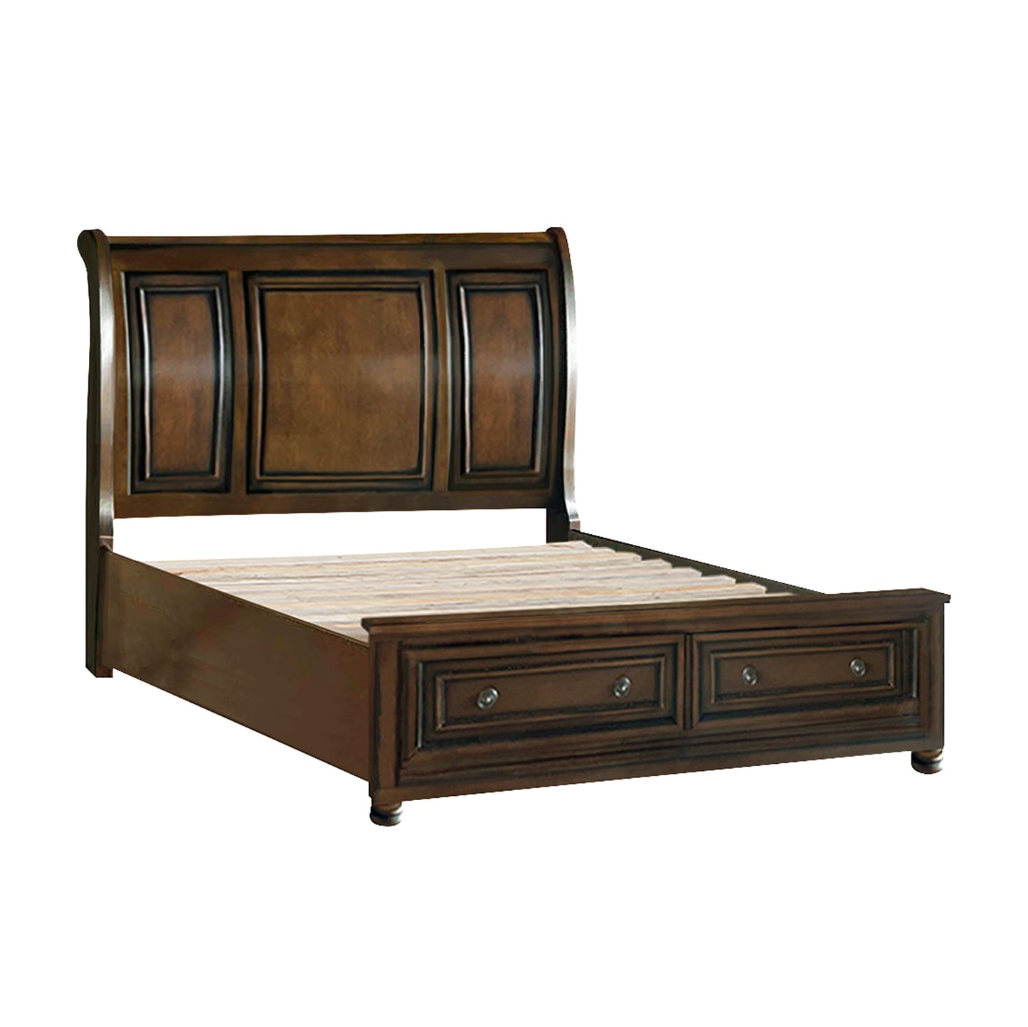 2159K-1EK* - (3)Eastern King Sleigh Platform Bed with Footboard Storage