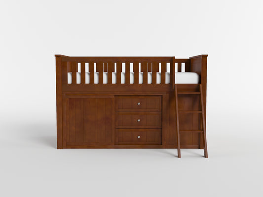 B2043LL-1*BCDR - (5) Low Loft Bunk with Bookcase and Dresser