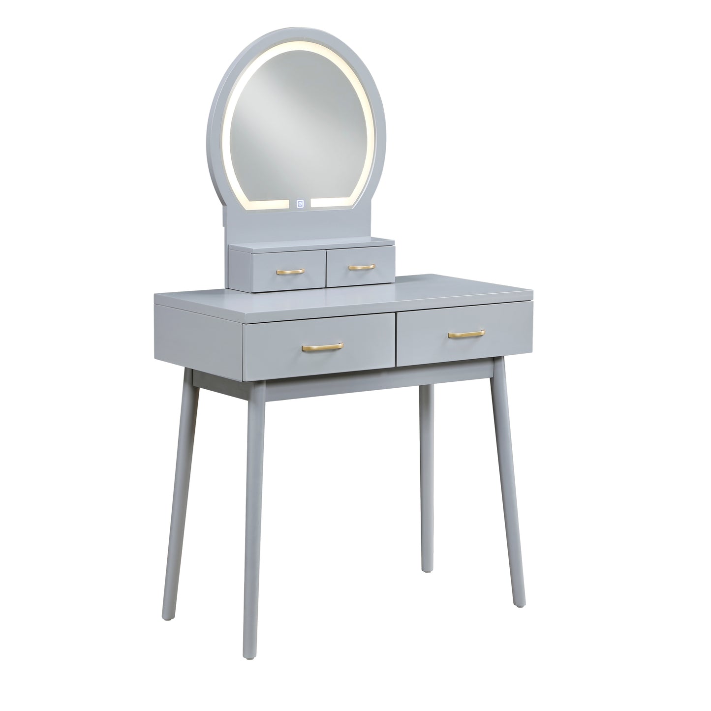 4565GY - Vanity Dresser with Mirror and Stool