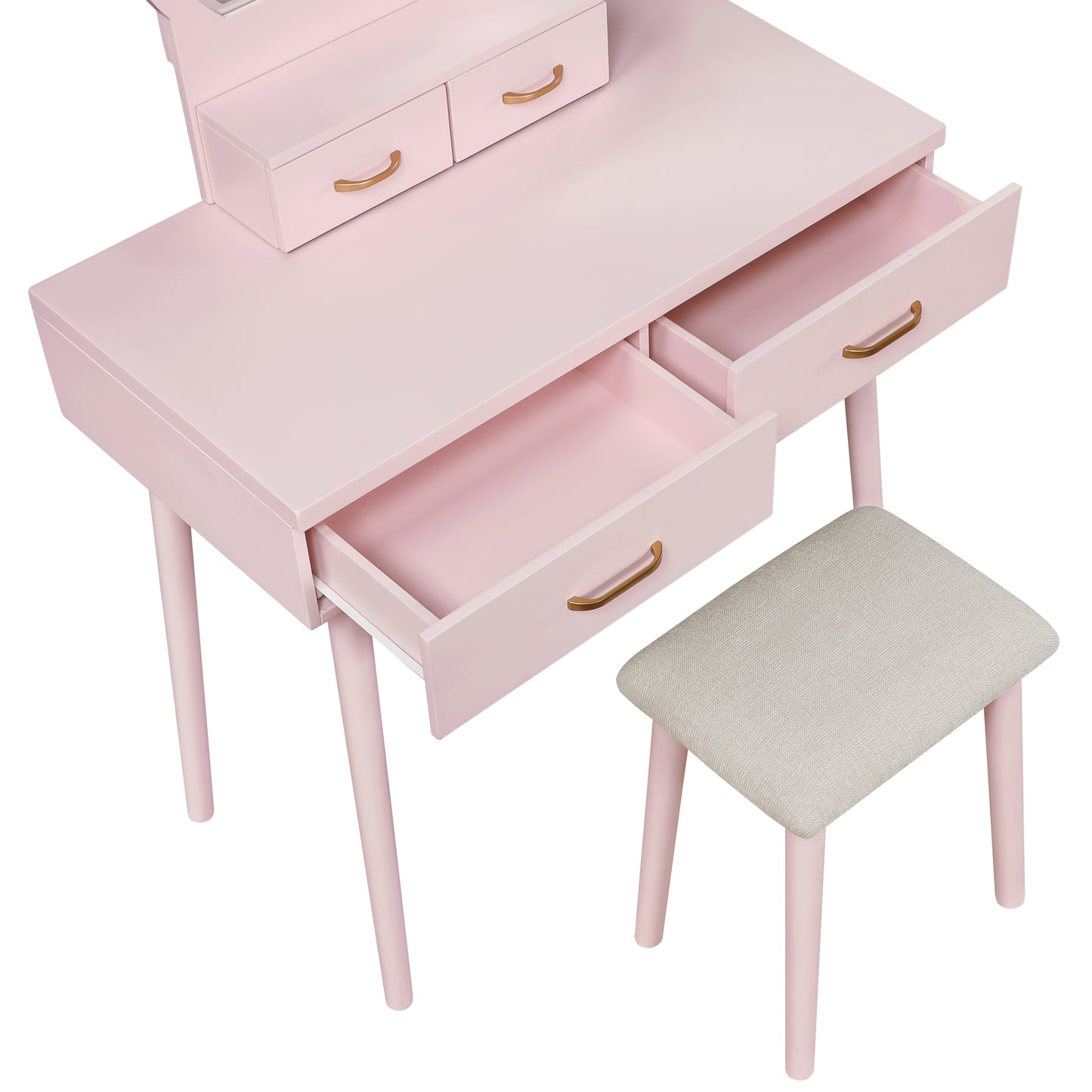 4565PK - Vanity Dresser with Mirror and Stool