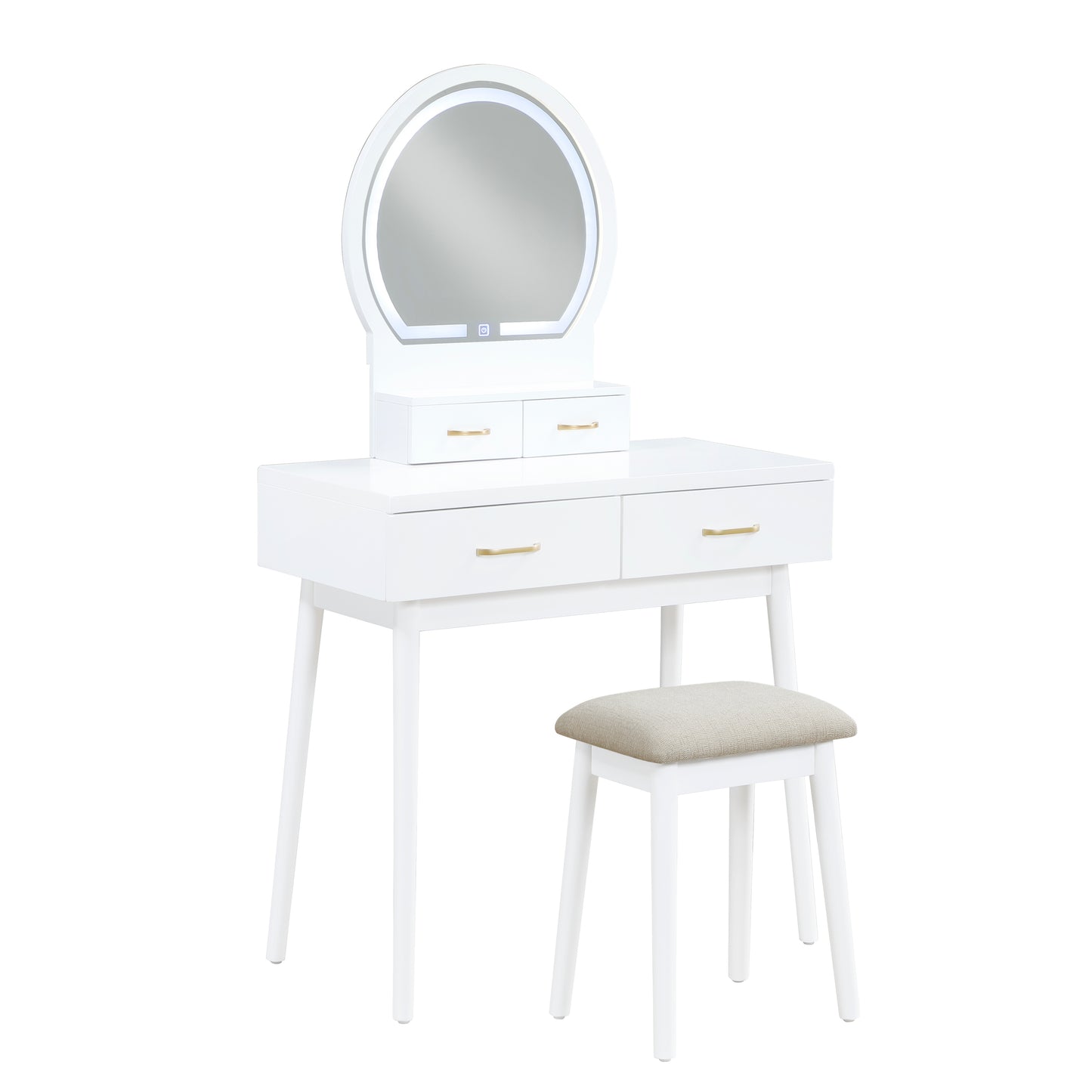 4565WH - Vanity Dresser with Mirror and Stool