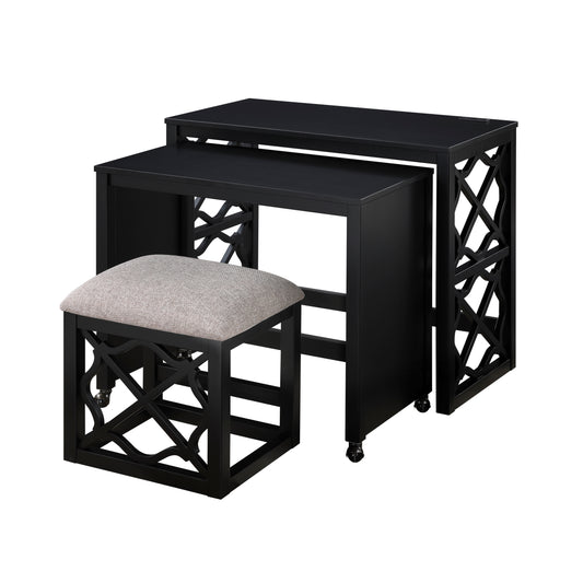 4998BLK - 3-Piece Pack Desks with Stool Set
