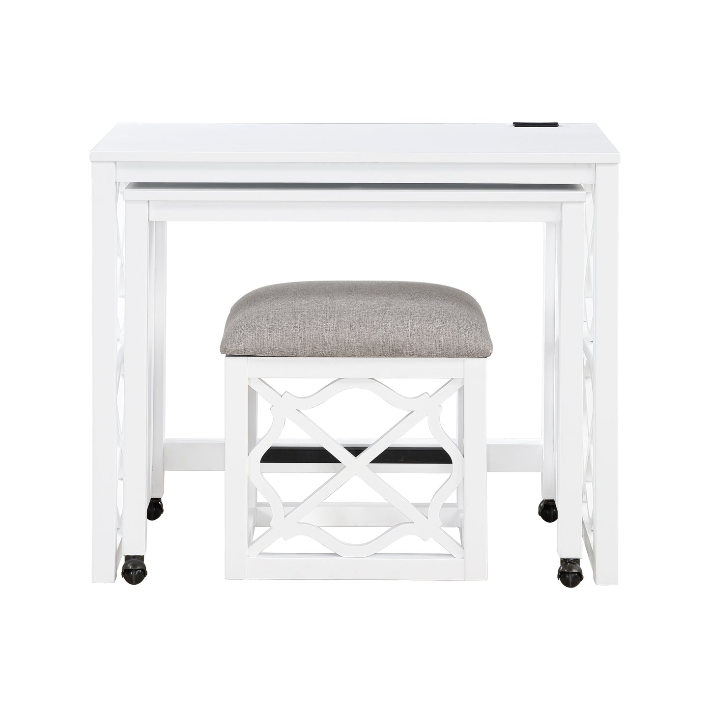 4998WHT - 3-Piece Pack Desks with Stool Set