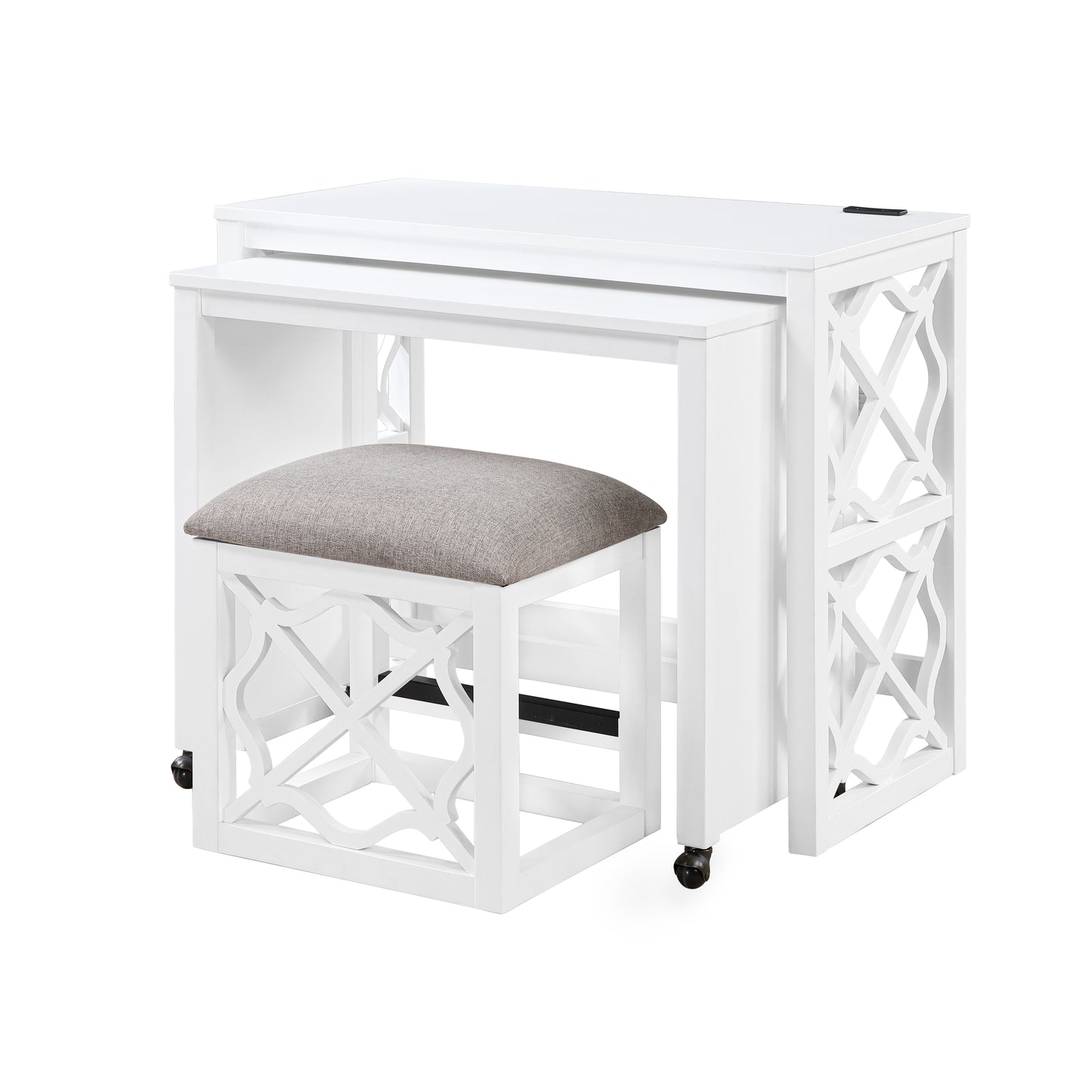 4998WHT - 3-Piece Pack Desks with Stool Set