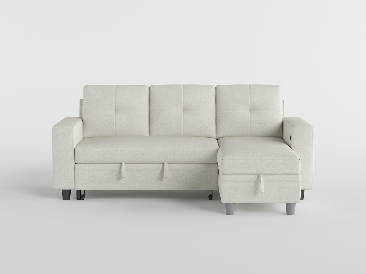 9705BE*32AVC - (3)Sectional with Reversible Chaise, Pull-out Bed, Shelves and Charging Ports