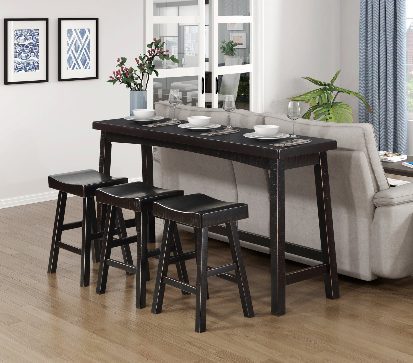 5687BLK-364P - 4-Piece Pack Counter Height Set