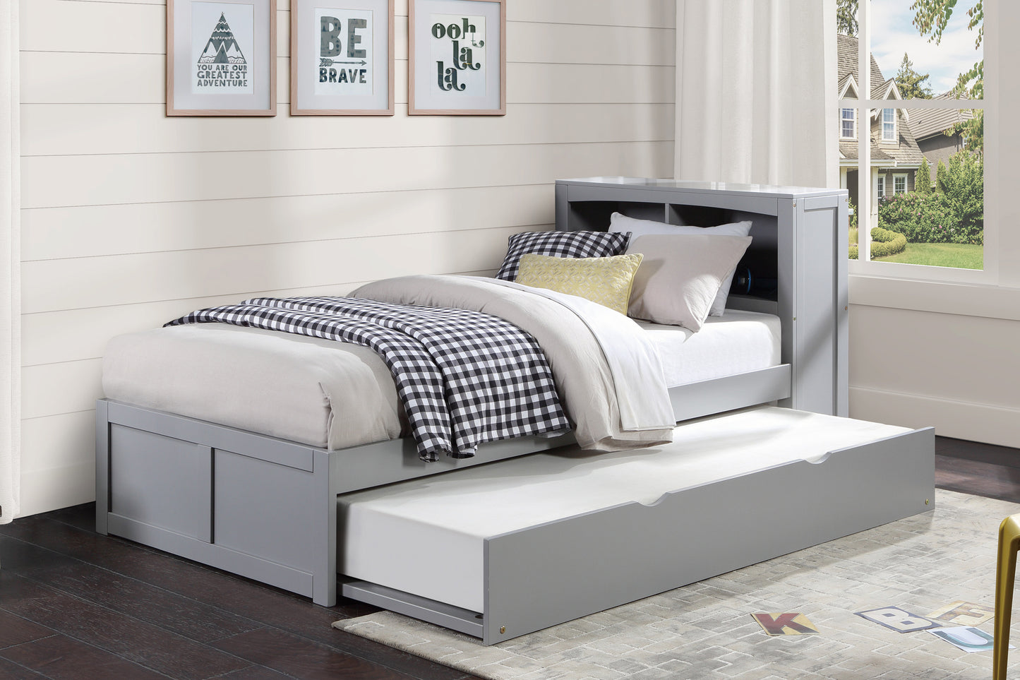 B2063BC-1R* - (3) Twin Bookcase Bed with Twin Trundle