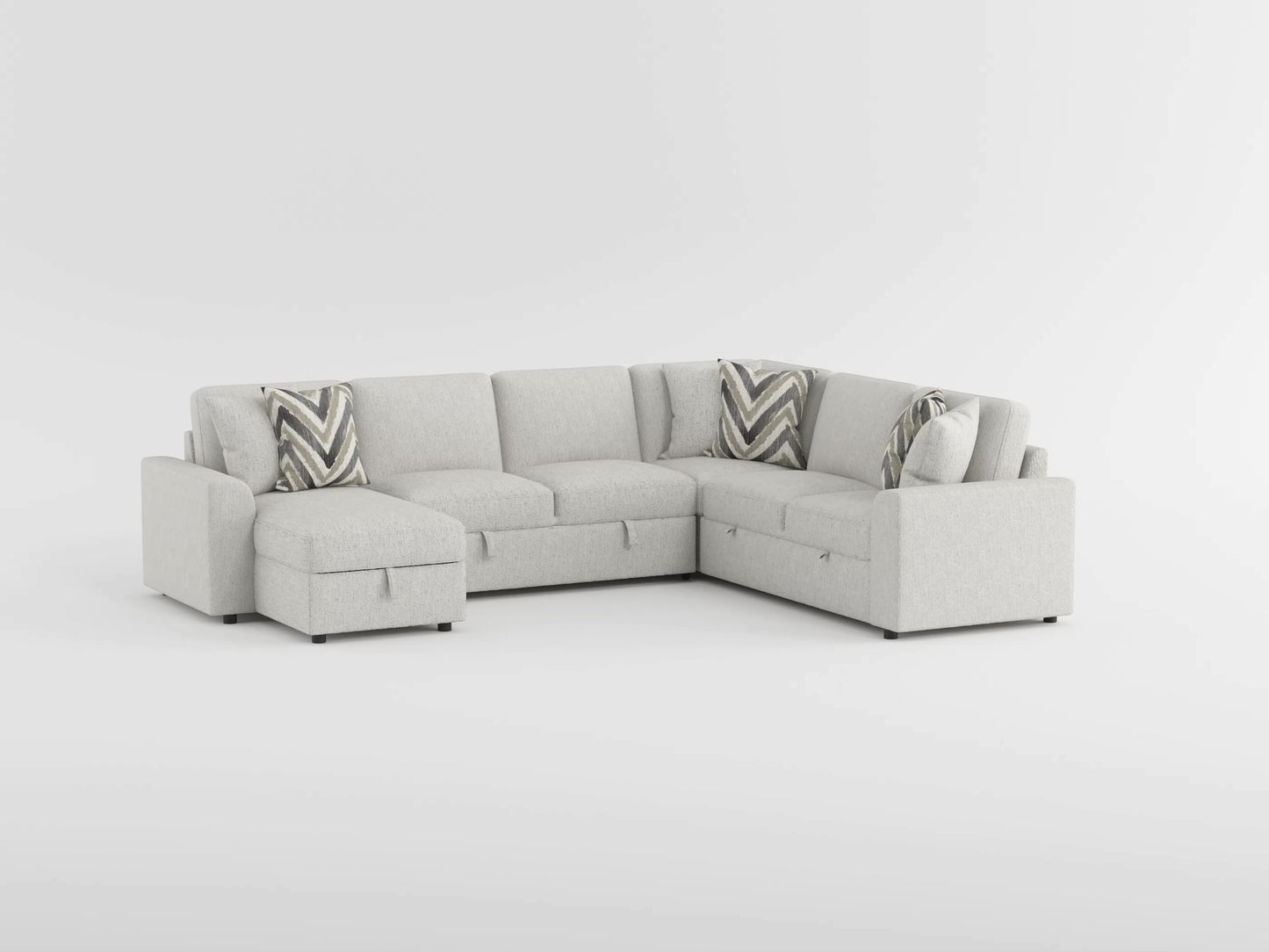9702BE*3LC3R - (3)3-Piece Sectional with Pull-out Bed and Hidden Storage