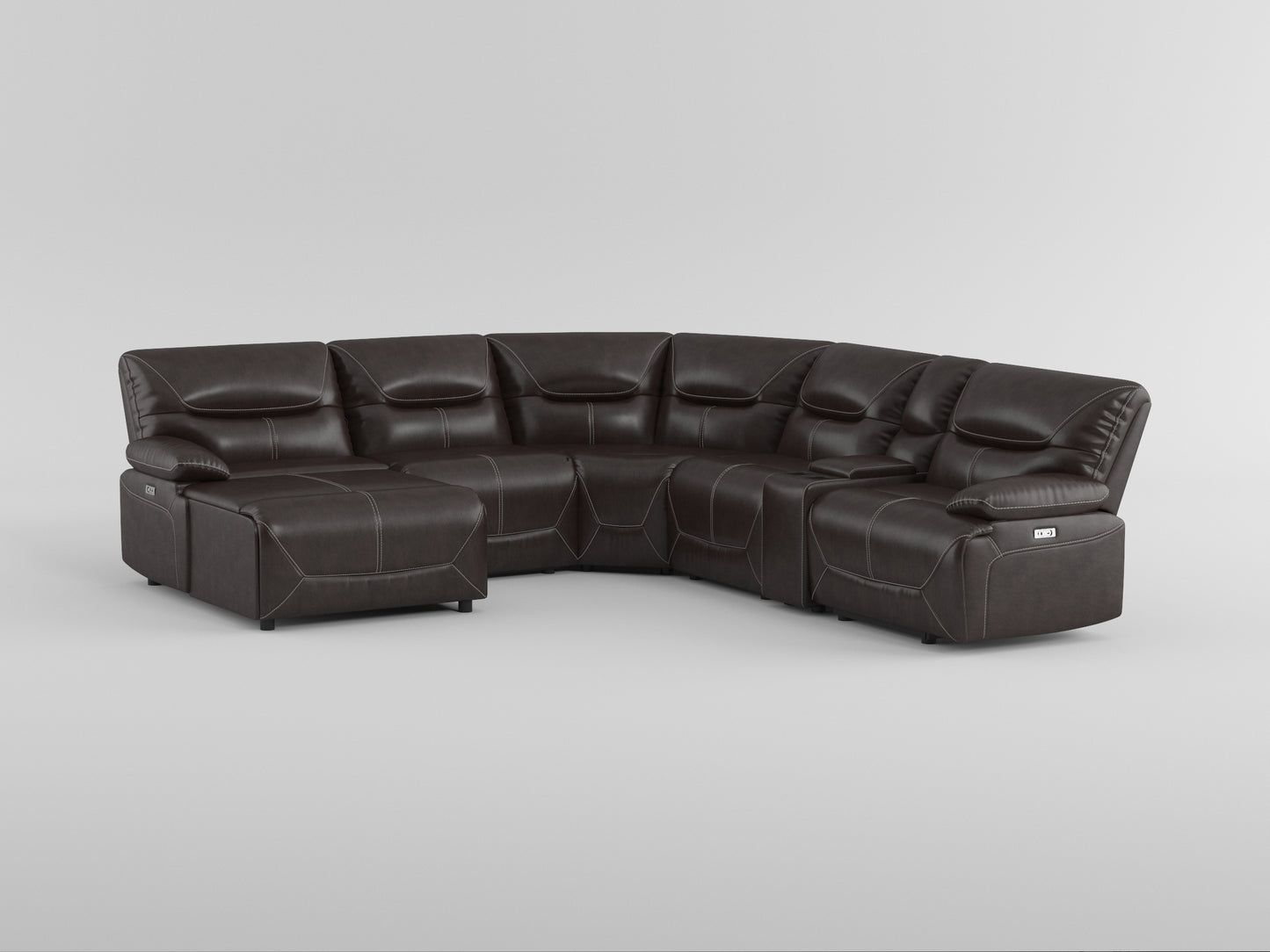 9579BRW*6LRRRPW - (6)6-Piece Power Reclining Sectional