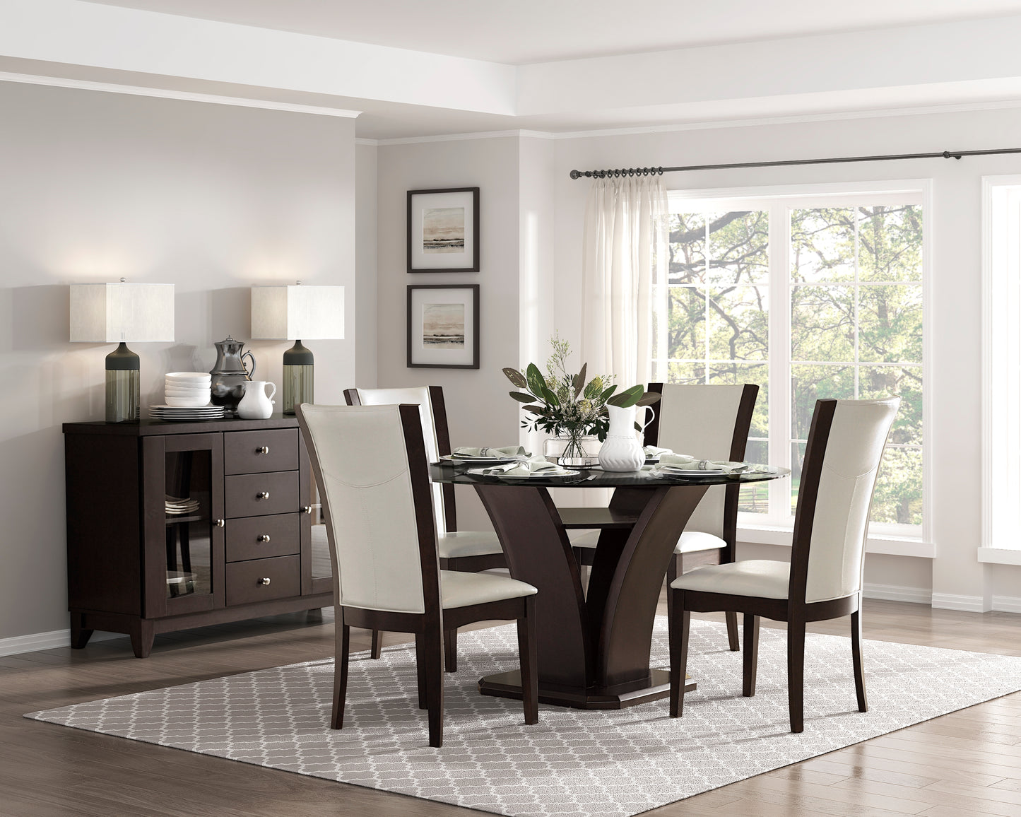 710-54* - (3)Round Dining Table, Glass Top