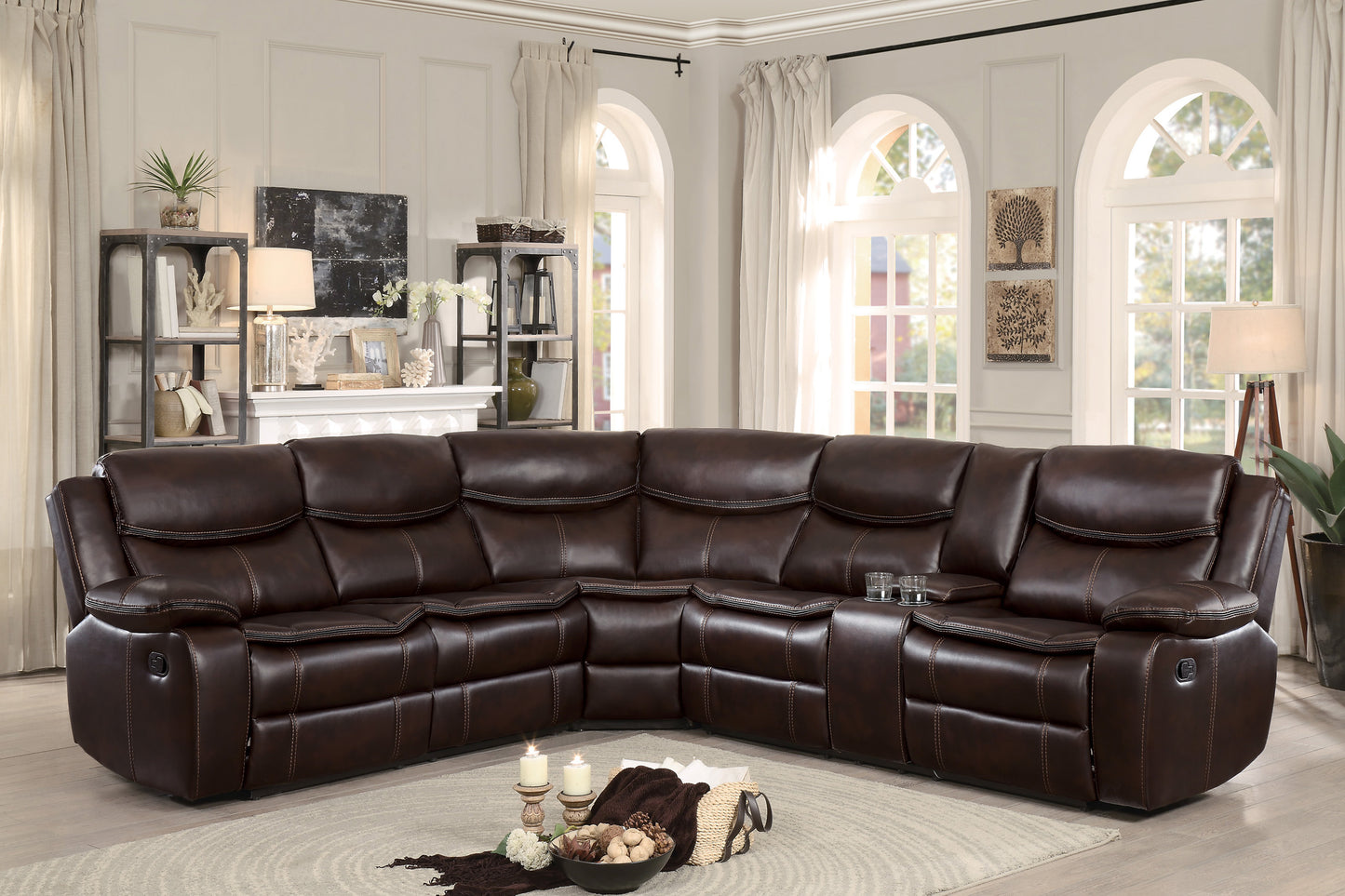 8230BRW*SC - (3)3-Piece Sectional with Right Console