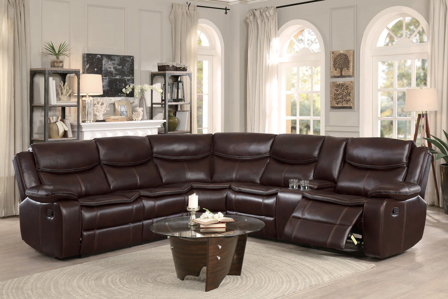 8230BRW*SC - (3)3-Piece Sectional with Right Console