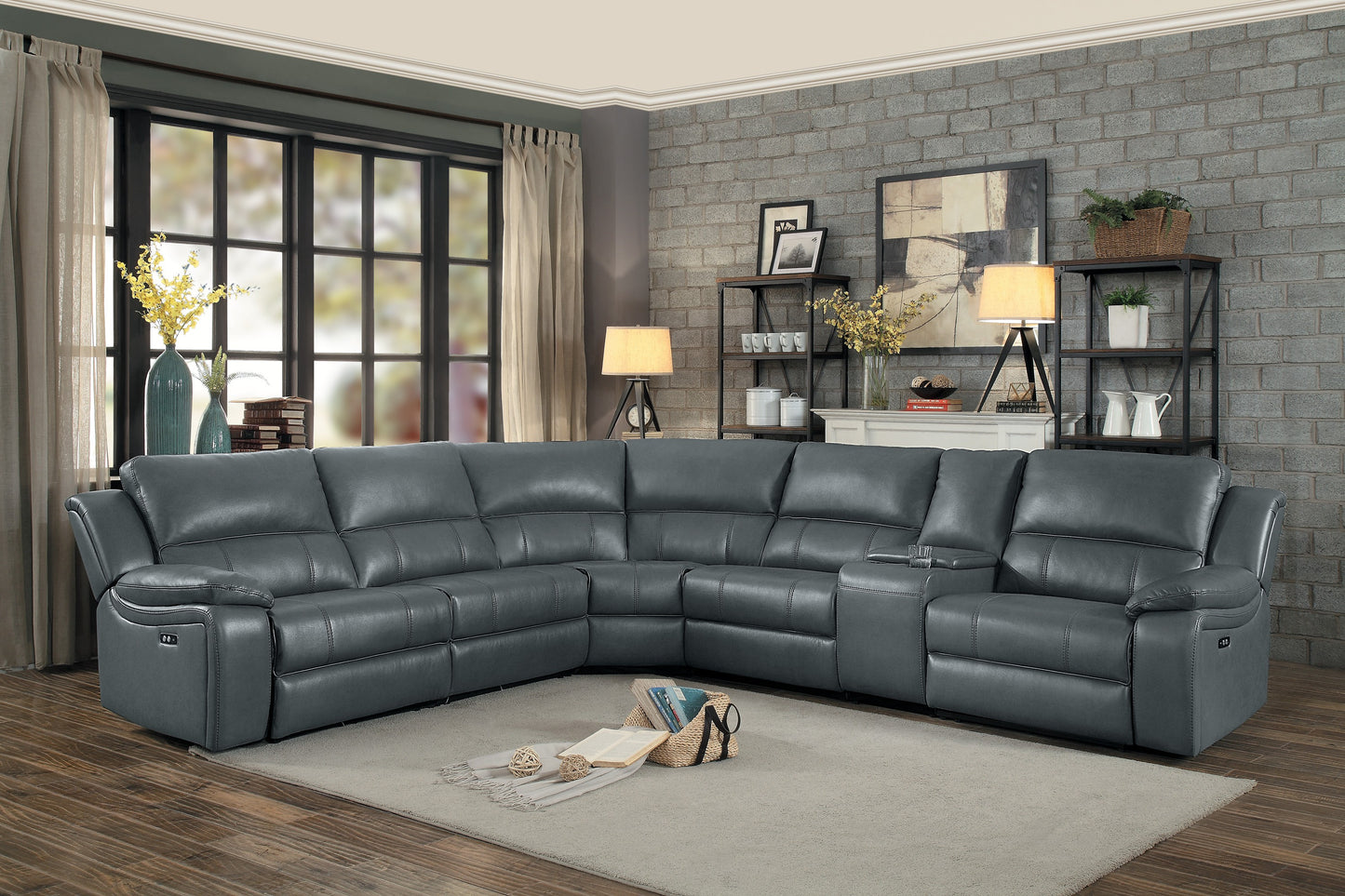 8260GY*6PW - (6)6-Piece Modular Power Reclining Sectional
