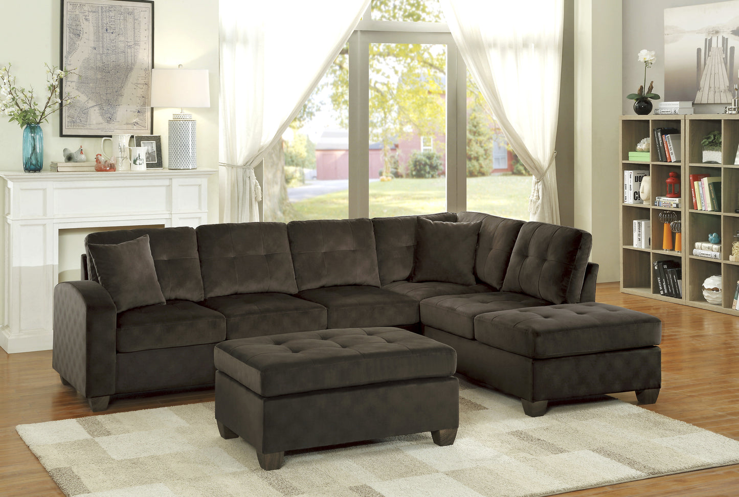 8367CH*3 - (3)3-Piece Reversible Sectional with Ottoman