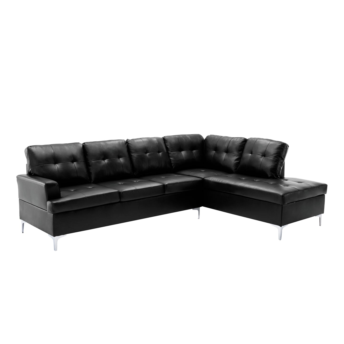 8378BLK*3 - (3)3-Piece Sectional with Right Chaise and Ottoman