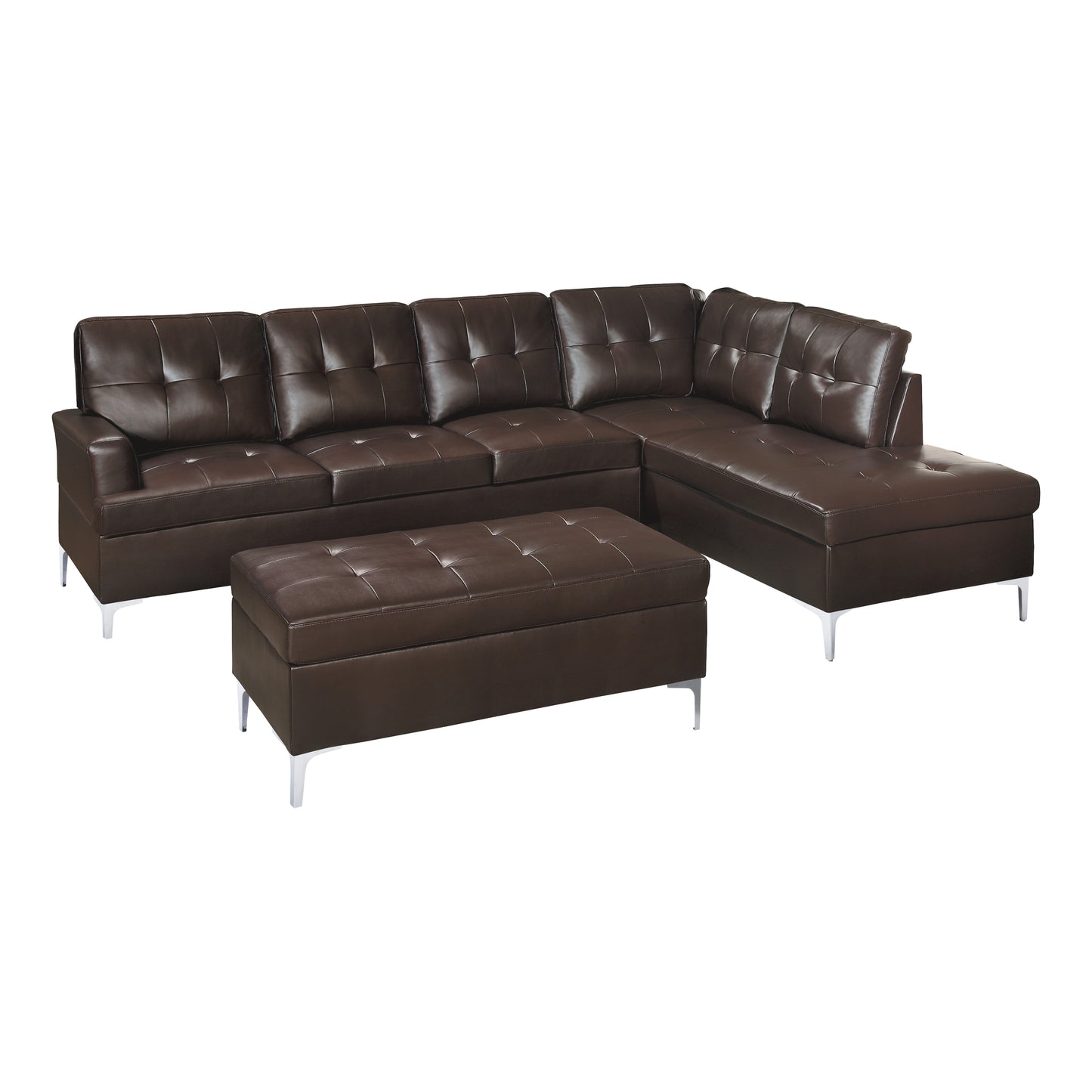 8378BRW*3 - (3)3-Piece Sectional with Right Chaise and Ottoman
