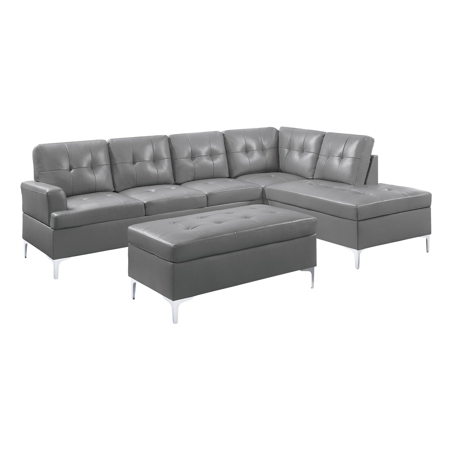 8378GRY*3 - (3)3-Piece Sectional with Right Chaise and Ottoman