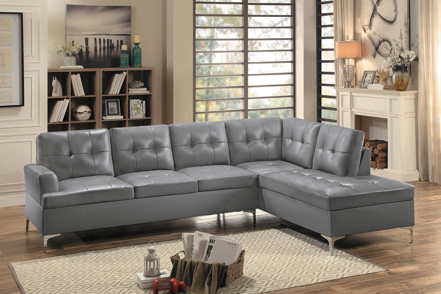8378GRY* - (2)2-Piece Sectional with Right Chaise