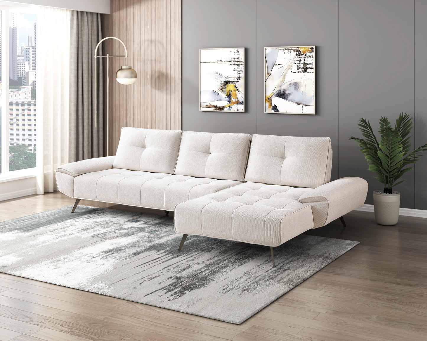8400BEG*22LRC - (2)2-Piece Sectional with Right Chaise and Dual-position Backs for Adjustable Seat Depth