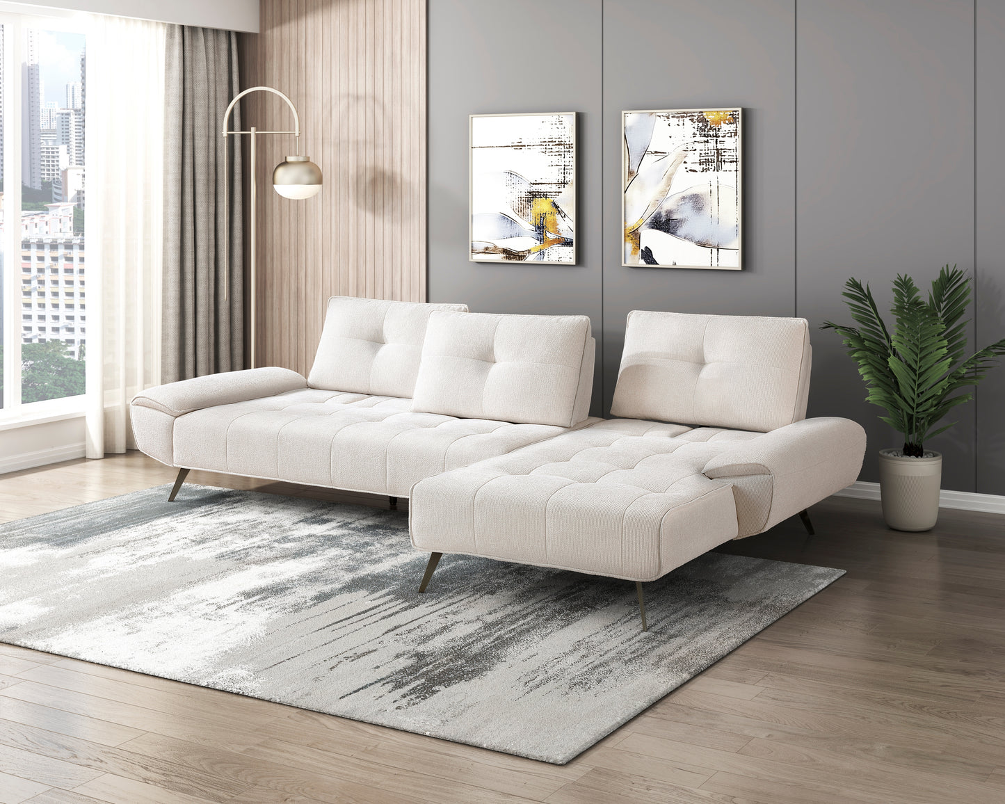 8400BEG*22LRC - (2)2-Piece Sectional with Right Chaise and Dual-position Backs for Adjustable Seat Depth