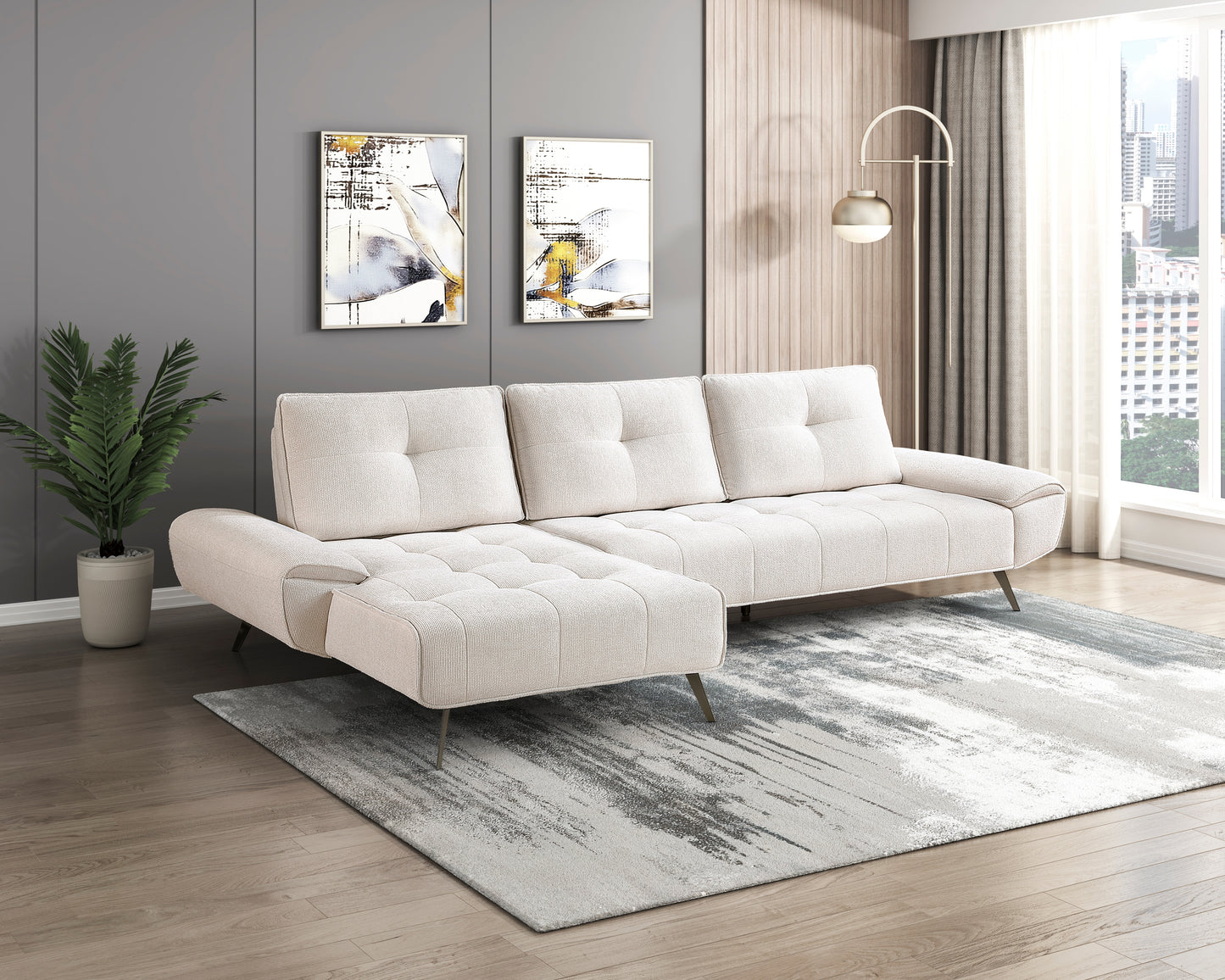8400BEG*2LC2R - (2)2-Piece Sectional with Left Chaise and Dual-position Backs for Adjustable Seat Depth