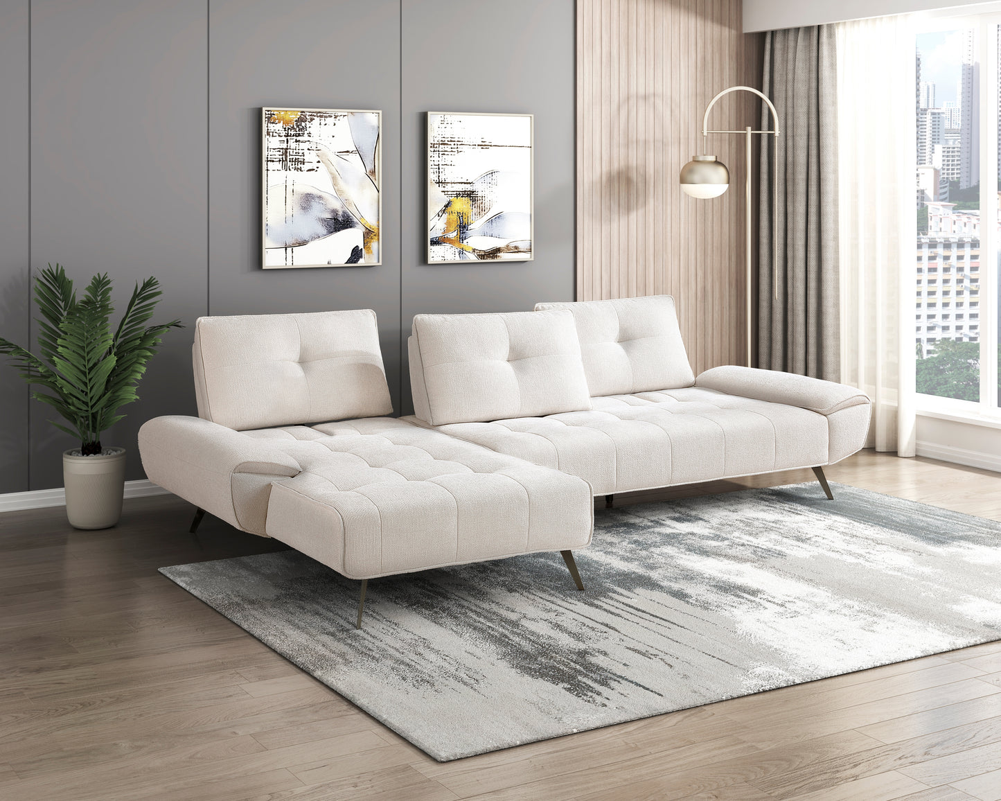 8400BEG*2LC2R - (2)2-Piece Sectional with Left Chaise and Dual-position Backs for Adjustable Seat Depth