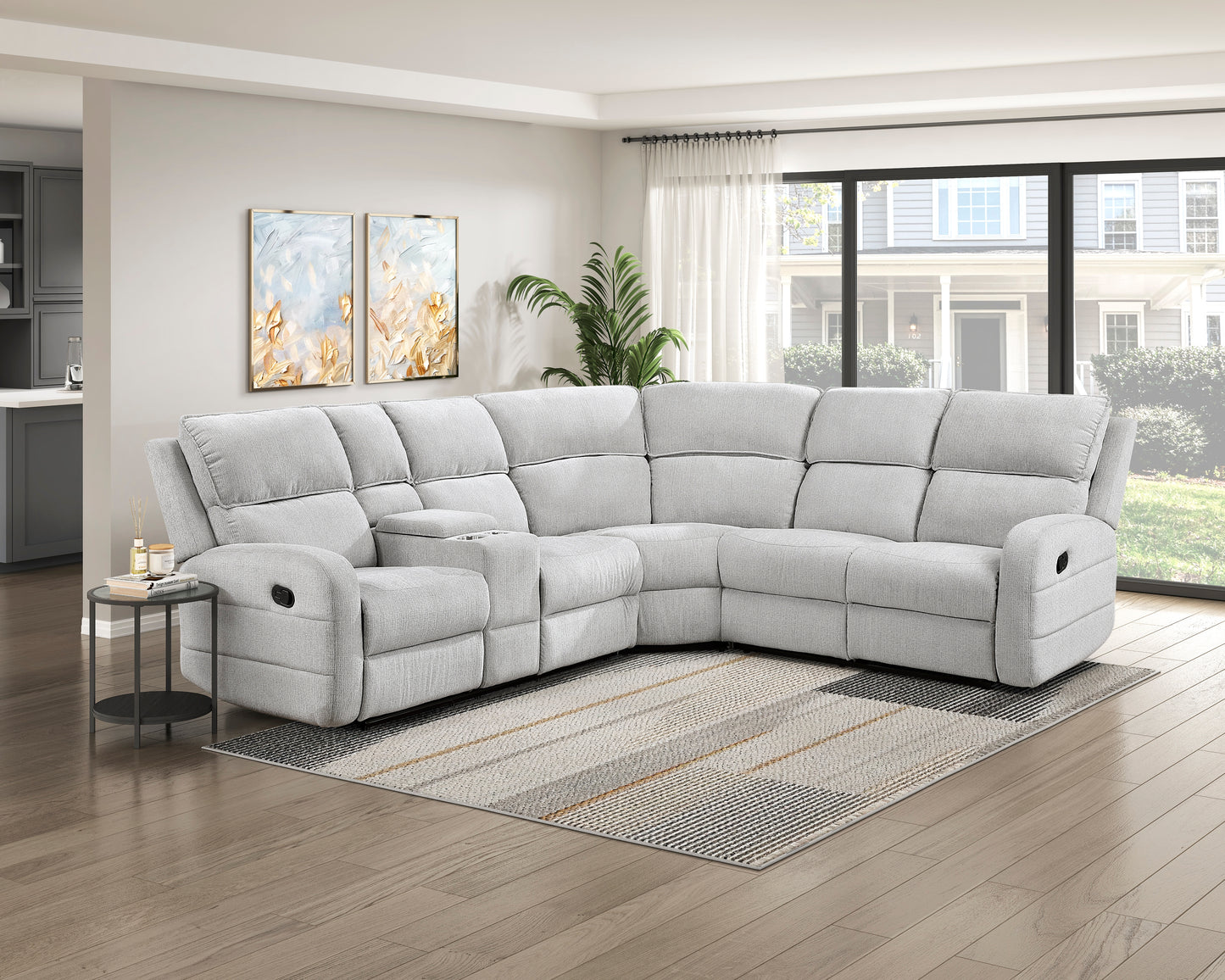 8406GY*SC - (3)3-Piece Reclining Sectional with Left Console