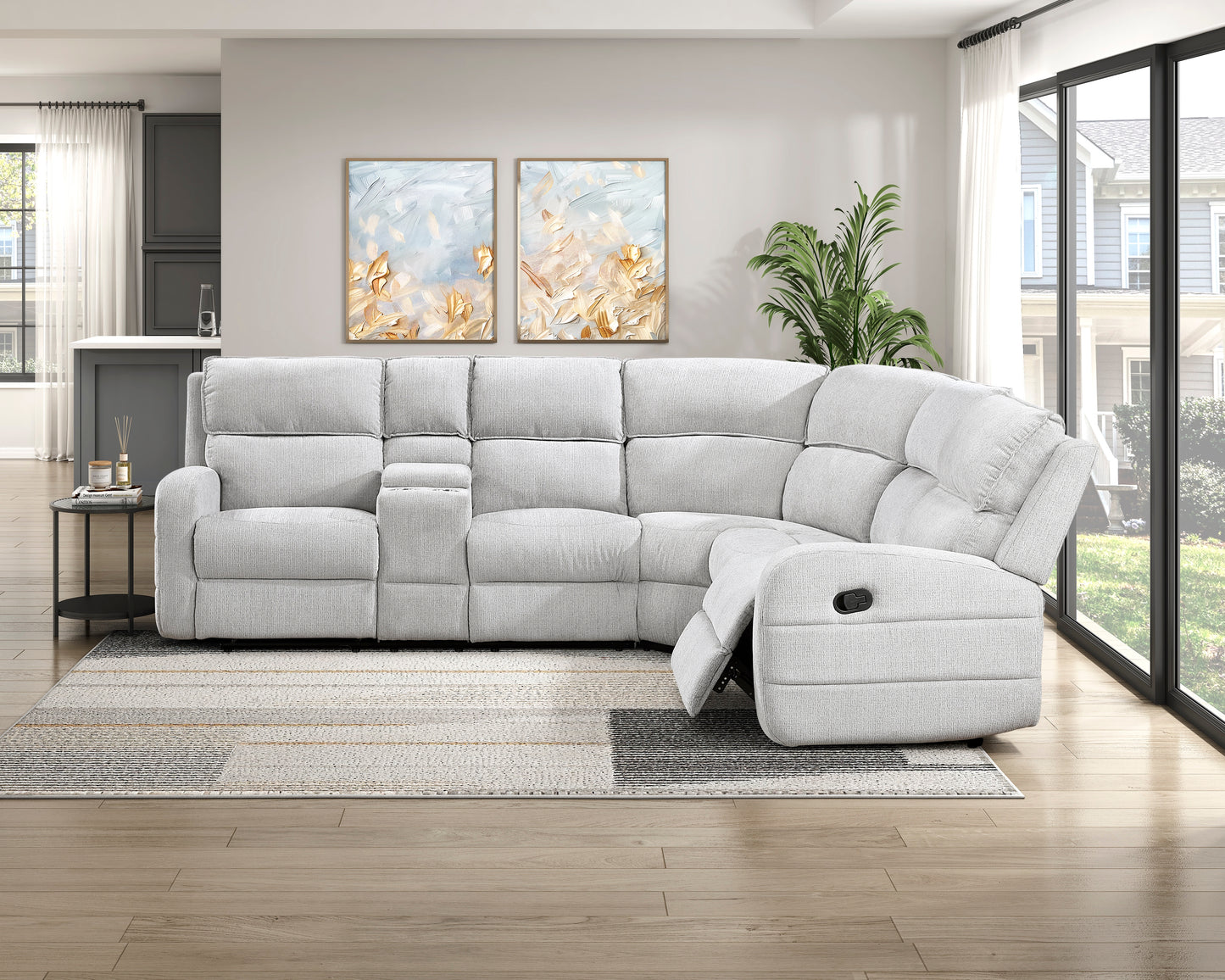 8406GY*SC - (3)3-Piece Reclining Sectional with Left Console