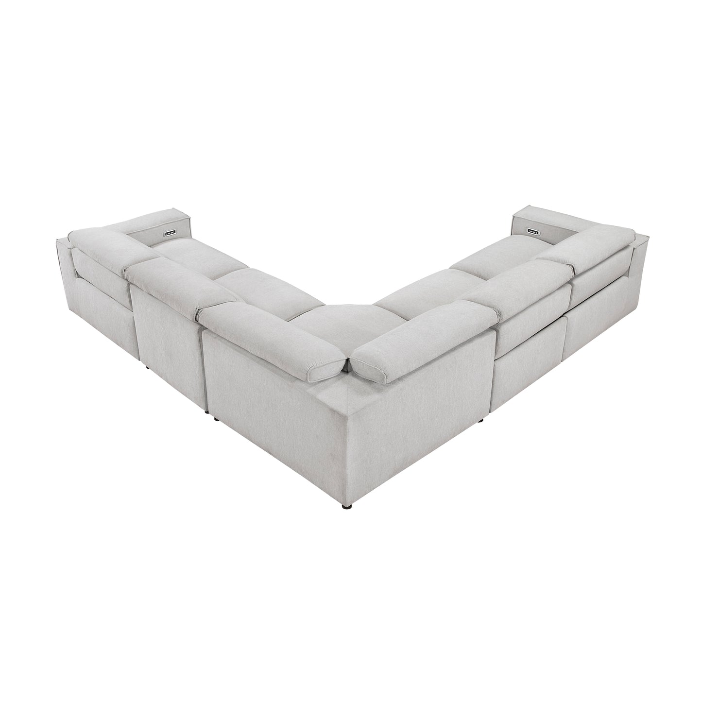 8414GRY-*5LRRRPWH - (5)5-Piece Modular Power Reclining Sectional with Power Headrests