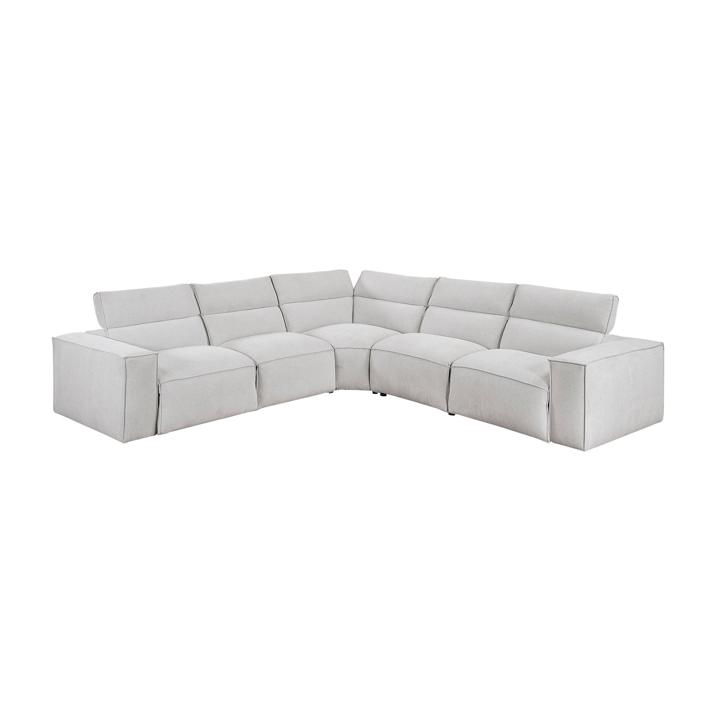 8414GRY-*5LRRRPWH - (5)5-Piece Modular Power Reclining Sectional with Power Headrests