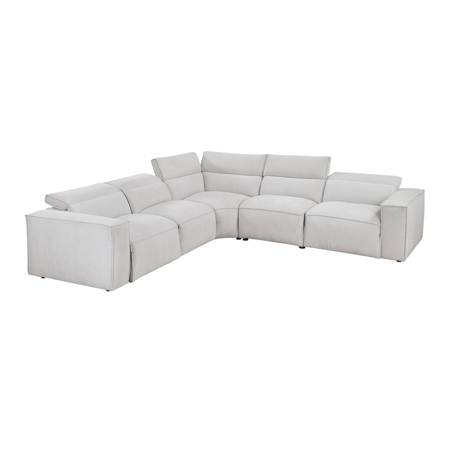8414GRY-*5LRRRPWH - (5)5-Piece Modular Power Reclining Sectional with Power Headrests
